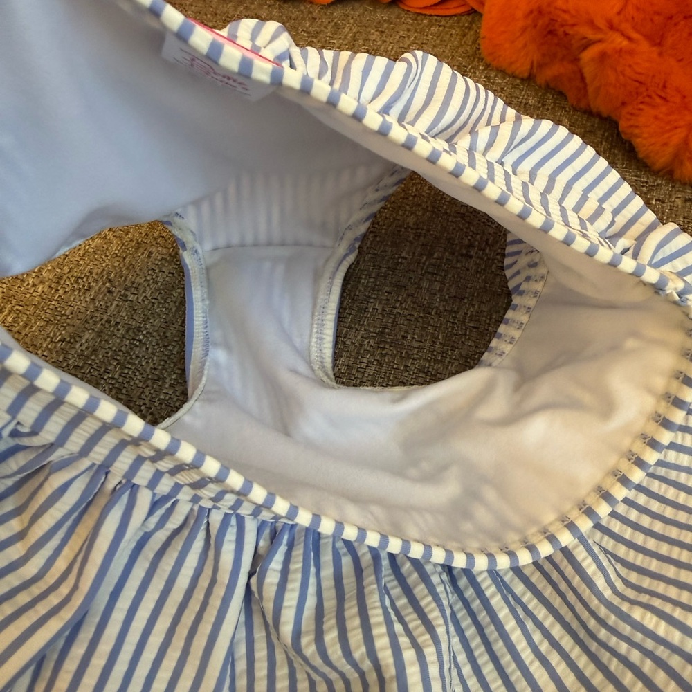 ❣️🆕Ruffle Butts Skirt Swimsuit Bottom Blue & White Seersucker Preppy Swimwear❣️ - Picture 7 of 7